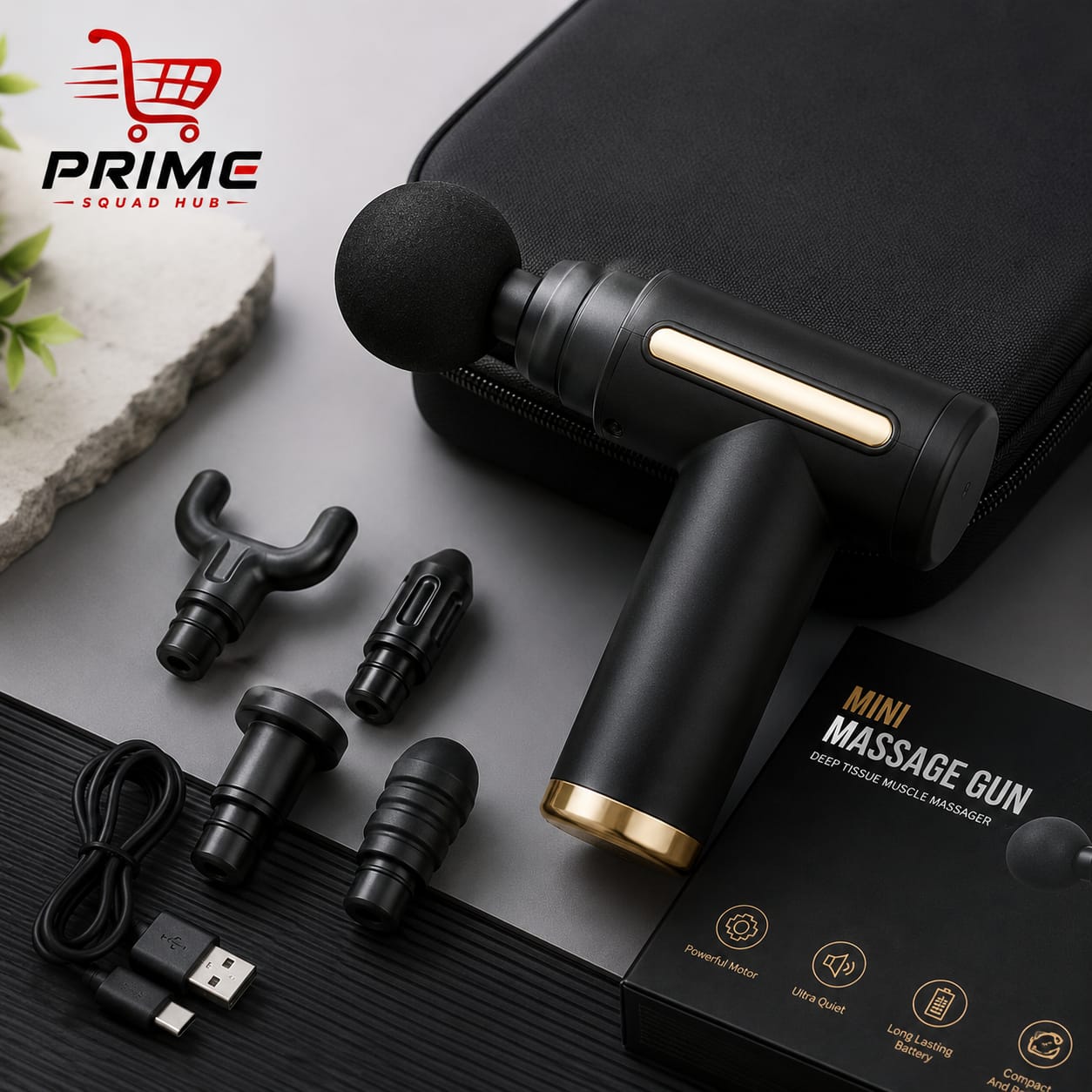 Rechargable Massage Gun with 4 Different Heads