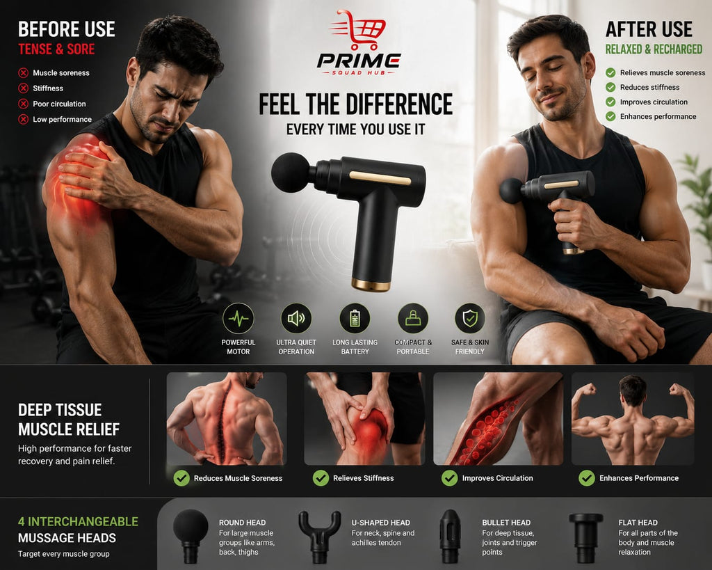 Rechargable Massage Gun with 4 Different Heads