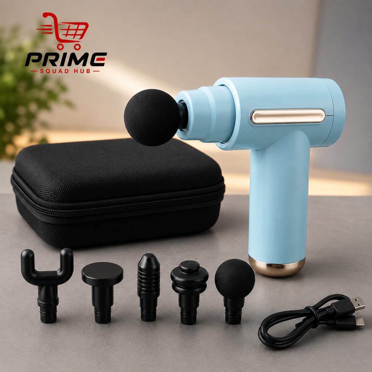 Rechargable Massage Gun with 4 Different Heads