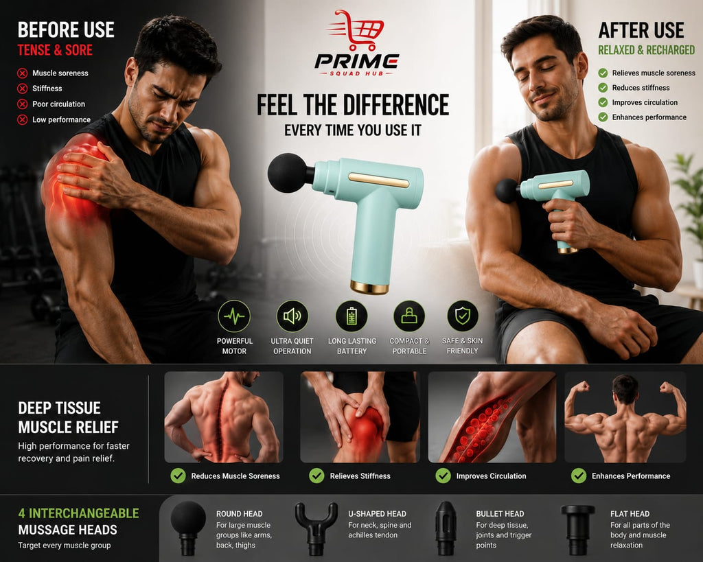 Rechargable Massage Gun with 4 Different Heads