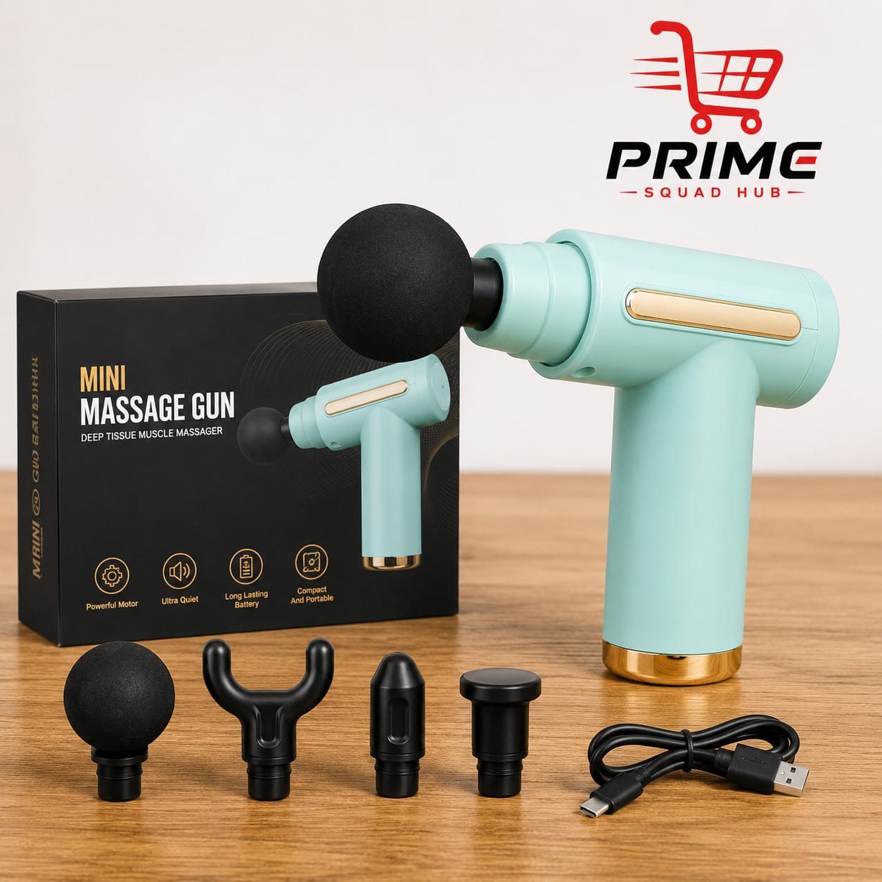 Rechargable Massage Gun with 4 Different Heads