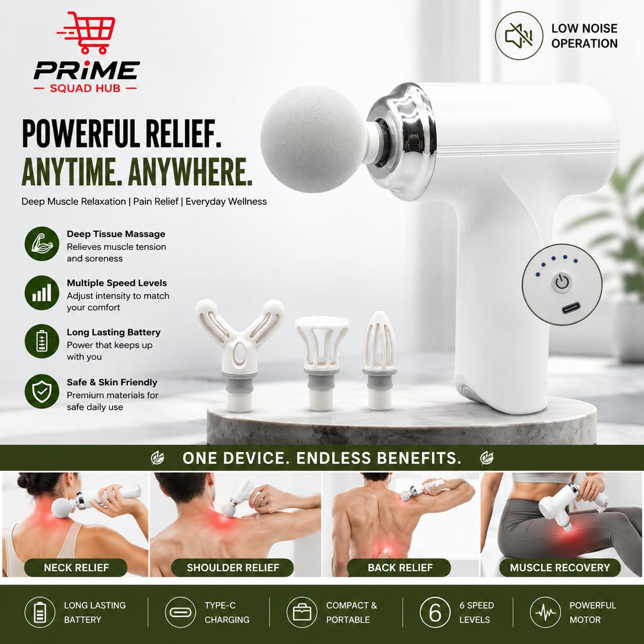 Massage Gun Rechargeable Wireless Muscle Relaxation Massager