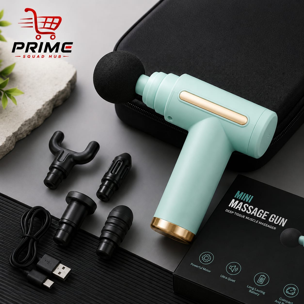 Rechargable Massage Gun with 4 Different Heads
